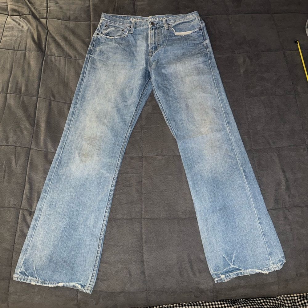 American Eagle Outfitters Premium  Light Blue Relaxed Bootcut Men's Jeans 34